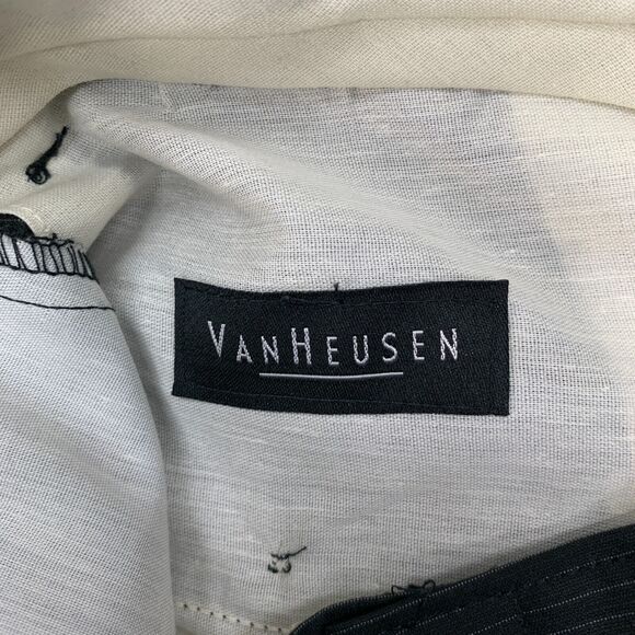 VanHeusen Suit Pants Womens 20 Black Pinstriped Straight Cut Formal Trouser - Picture 6 of 11